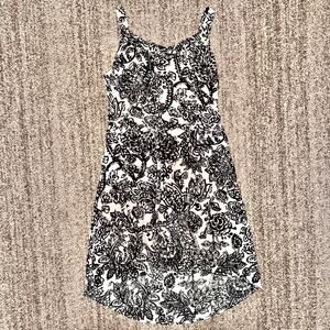 Merona Women's Sleeveless Midi Dress Black White Floral Size Small